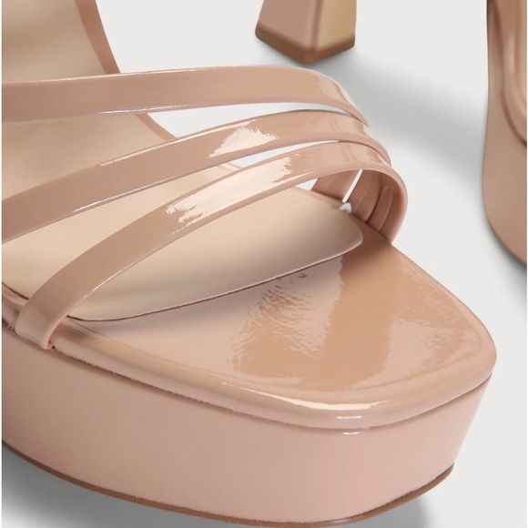 Nude/beige Chunky heels Crossover Straps Ankle Platform Size 9 - Picture 4 of 5